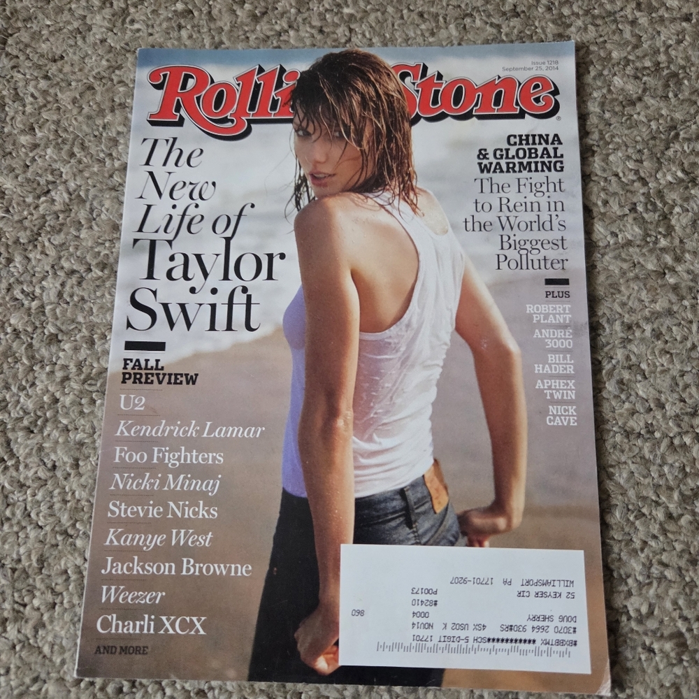 Taylor Swift Cover Rolling Stone Magazine Sept 2014 Two Sided Blacklist‎ RED